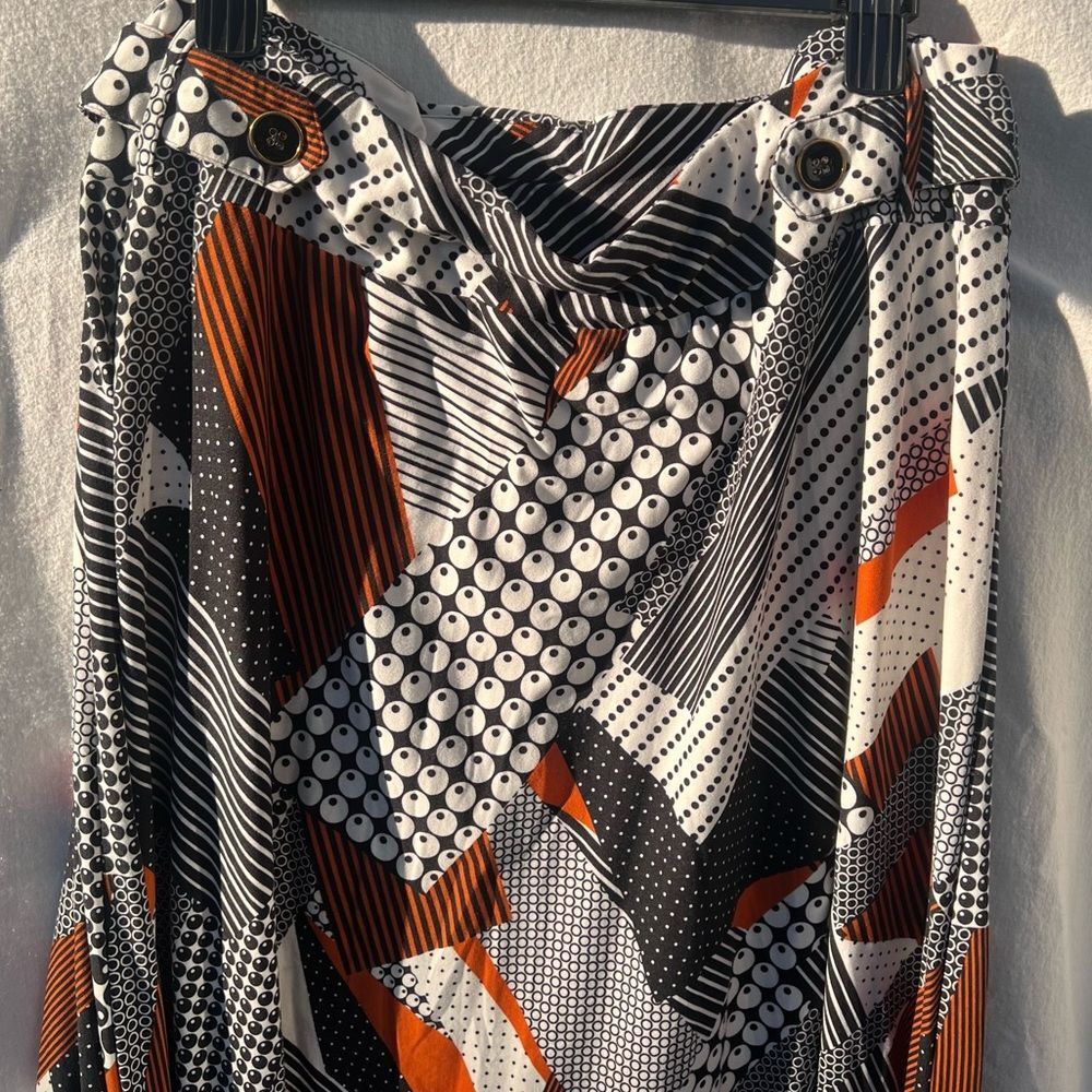 Robert Louis Geometric Black and Orange Maxi Skirt - Picture 2 of 4